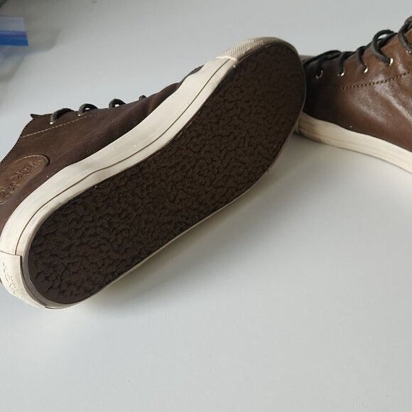 COACH | Brenna Soft Vintage Leather sneakers brown high top sz 10 - Picture 8 of 9